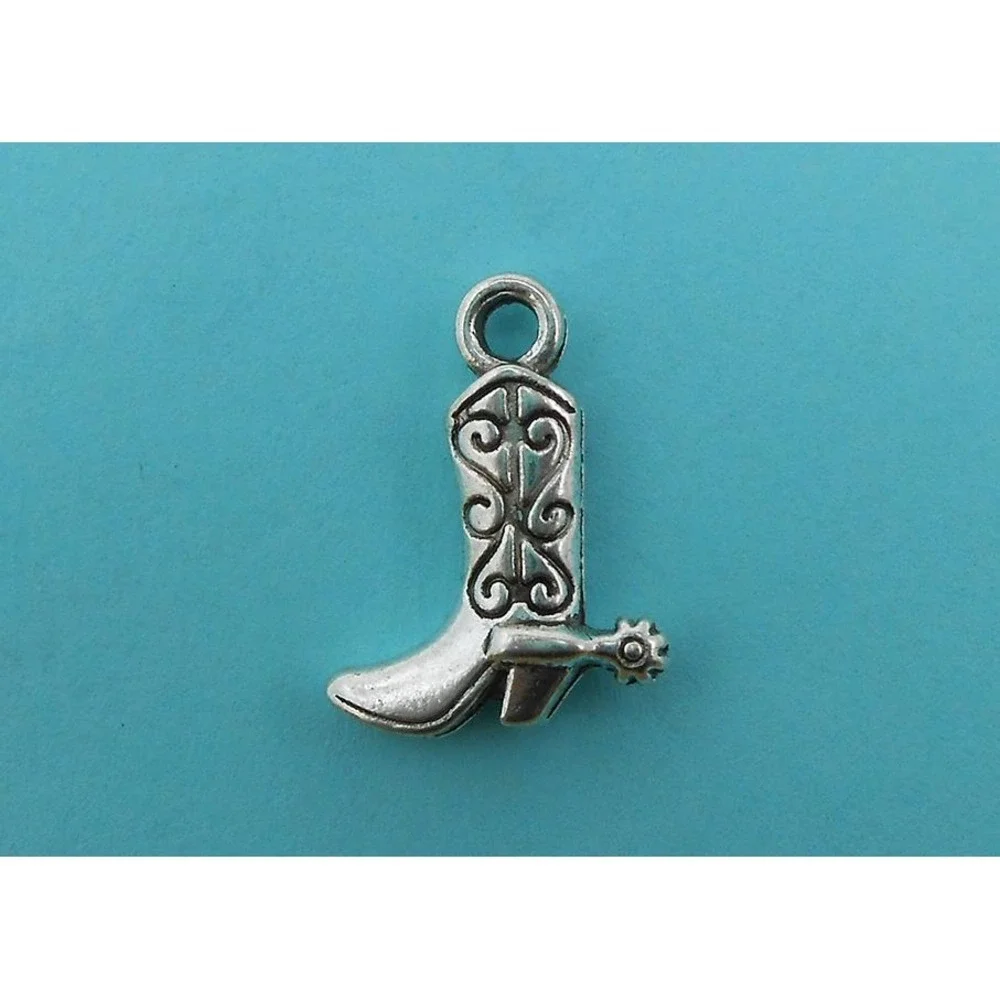 10pcs Cowboy‎ Boot Charms silver tone metal boots western